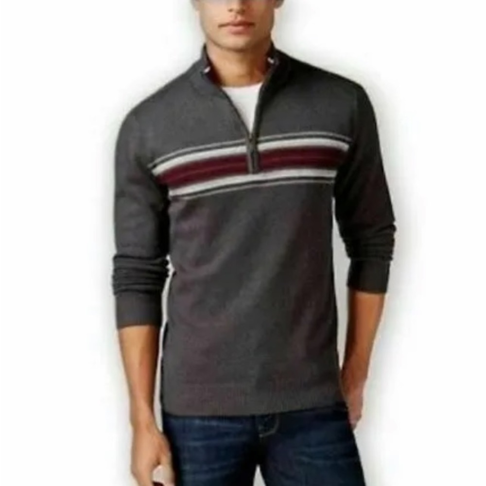 John Ashford NWT Mens 1/4 Zip Pullover Sweater Size Medium Long Sleeve